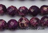 CDE2144 15.5 inches 14mm faceted round dyed sea sediment jasper beads