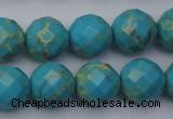 CDE2156 15.5 inches 18mm faceted round dyed sea sediment jasper beads