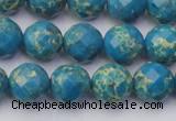 CDE2162 15.5 inches 10mm faceted round dyed sea sediment jasper beads