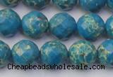 CDE2164 15.5 inches 14mm faceted round dyed sea sediment jasper beads