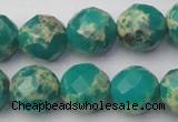 CDE2176 15.5 inches 18mm faceted round dyed sea sediment jasper beads