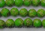 CDE2181 15.5 inches 8mm faceted round dyed sea sediment jasper beads