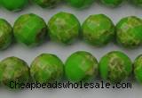 CDE2184 15.5 inches 14mm faceted round dyed sea sediment jasper beads