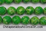 CDE2190 15.5 inches 6mm faceted round dyed sea sediment jasper beads