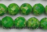 CDE2194 15.5 inches 14mm faceted round dyed sea sediment jasper beads