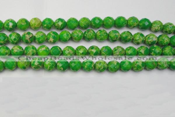 CDE2194 15.5 inches 14mm faceted round dyed sea sediment jasper beads