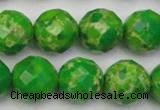 CDE2195 15.5 inches 16mm faceted round dyed sea sediment jasper beads