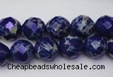 CDE2213 15.5 inches 12mm faceted round dyed sea sediment jasper beads