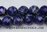 CDE2214 15.5 inches 14mm faceted round dyed sea sediment jasper beads