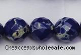 CDE2219 15.5 inches 24mm faceted round dyed sea sediment jasper beads