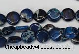 CDE230 15.5 inches 10mm flat round dyed sea sediment jasper beads