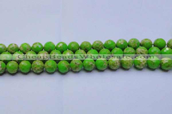 CDE2556 15.5 inches 14mm faceted round dyed sea sediment jasper beads