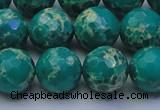 CDE2564 15.5 inches 14mm faceted round dyed sea sediment jasper beads