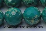 CDE2569 15.5 inches 24mm faceted round dyed sea sediment jasper beads