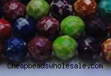 CDE2697 10mm faceted round mixed color sea sediment jasper beads