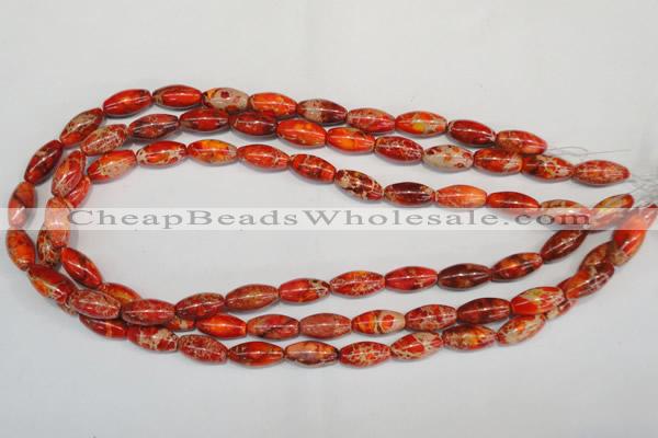 CDE512 15.5 inches 8*16mm rice dyed sea sediment jasper beads