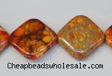 CDE547 15.5 inches 20*20mm diamond dyed sea sediment jasper beads