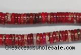 CDE601 15.5 inches 2*8mm heishi dyed sea sediment jasper beads