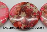 CDE661 15.5 inches 40mm flat round dyed sea sediment jasper beads