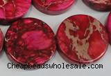 CDE665 15.5 inches 25mm coin dyed sea sediment jasper beads