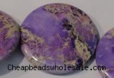 CDE709 15.5 inches 55mm flat round dyed sea sediment jasper beads