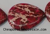 CDE790 15.5 inches 30*40mm flat teardrop dyed sea sediment jasper beads