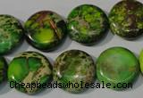 CDE937 15.5 inches 16mm flat round dyed sea sediment jasper beads