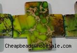 CDE954 15.5 inches 45*45mm cross dyed sea sediment jasper beads