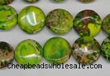 CDI123 15.5 inches 14mm flat round dyed imperial jasper beads