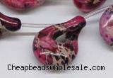 CDI43 16 inches 22*35mm petal shaped dyed imperial jasper beads