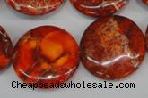 CDI522 15.5 inches 25mm flat round dyed imperial jasper beads