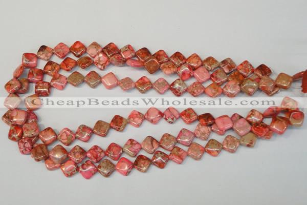 CDI568 15.5 inches 10*10mm diamond dyed imperial jasper beads