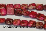 CDI620 15.5 inches 10*10mm square dyed imperial jasper beads