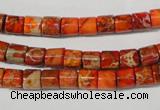 CDI735 15.5 inches 6*6mm tube dyed imperial jasper beads