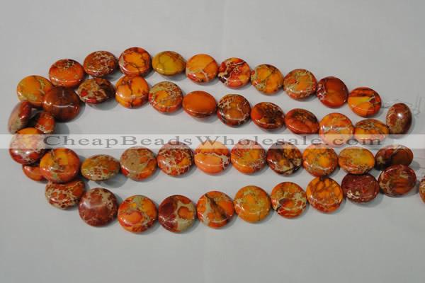 CDI757 15.5 inches 18mm flat round dyed imperial jasper beads