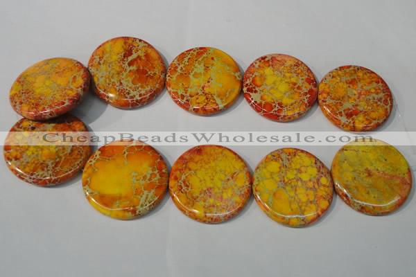 CDI758 15.5 inches 40mm flat round dyed imperial jasper beads