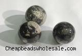 CDN1143 30mm round silver leaf jasper decorations wholesale