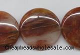 CDQ26 15.5 inches 30mm flat round natural red quartz beads