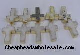 CDQ526 28*45mm - 30*47mm cross druzy quartz beads wholesale