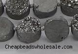 CDQ702 8 inches 12mm coin druzy quartz beads wholesale