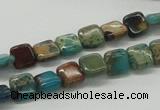 CDS19 16 inches 8*8mm square dyed serpentine jasper beads wholesale