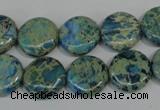 CDS272 15.5 inches 14mm flat round dyed serpentine jasper beads