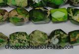 CDT155 15.5 inches 10*12mm faceted nugget dyed aqua terra jasper beads