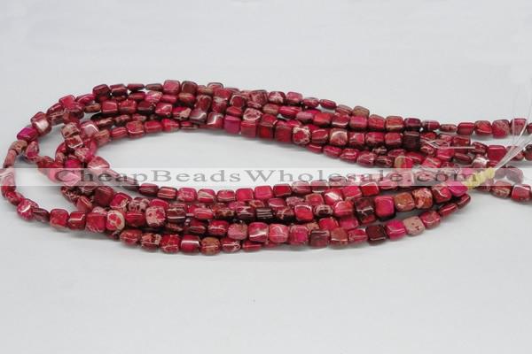 CDT19 15.5 inches 8*8mm square dyed aqua terra jasper beads