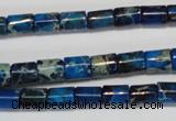 CDT227 15.5 inches 6*8mm tube dyed aqua terra jasper beads