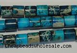 CDT280 15.5 inches 8*8mm tube dyed aqua terra jasper beads