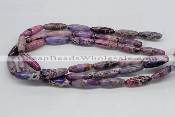 CDT33 15.5 inches 10*30mm rice dyed aqua terra jasper beads