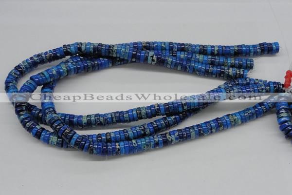 CDT51 15.5 inches 3*10mm coin dyed aqua terra jasper beads