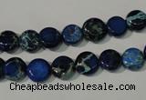 CDT905 15.5 inches 8mm flat round dyed aqua terra jasper beads