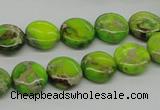 CDT91 15.5 inches 12mm flat round dyed aqua terra jasper beads